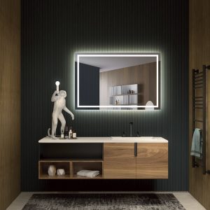 Specchio Quadrato Con Luce Frontale - Serie Francia