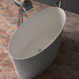 Iconik 03 - Vasca freestanding bianco opaco con piletta centrale