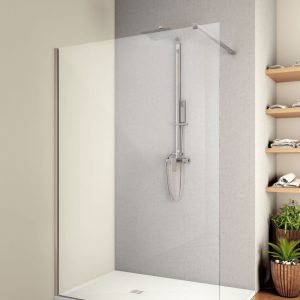 Filicudi Wall Walk In - Cristallo Trasparente Profilo Acciaio Spazzolato