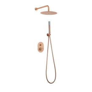 Kit Doccia con Deviatore Meccanico Serie Olimpo Oro Rosa Spazzolato PVD