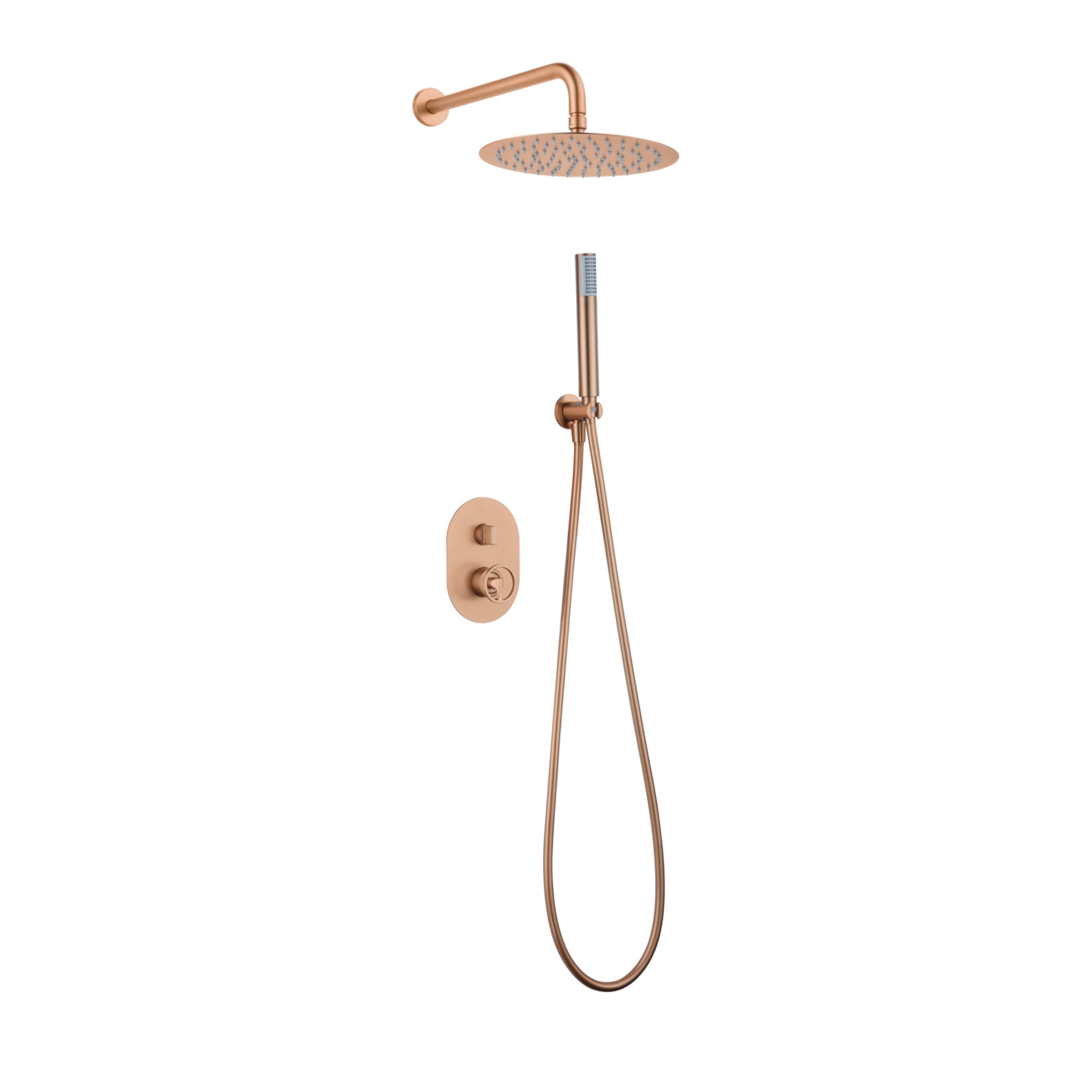 Kit Doccia con Deviatore Meccanico Serie Olimpo Oro Rosa Spazzolato PVD