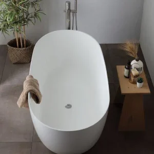 Iconik 01 - Vasca freestanding bianco opaco con piletta centrale speciale