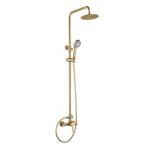 Asta Doccia con Deviatore Meccanico Serie Roma Oro Spazzolato PVD