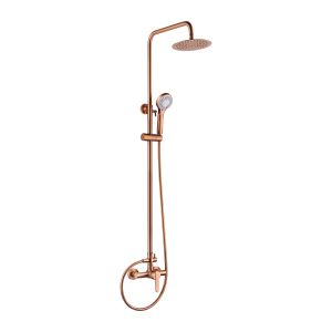 Asta Doccia con Deviatore Meccanico Serie Roma Oro Rosa Spazzolato PVD