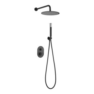 Kit Doccia con Deviatore Meccanico Serie Olimpo Nero Opaco