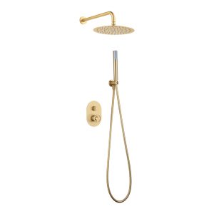 Kit Doccia con Deviatore Meccanico Serie Olimpo Oro Spazzolato PVD