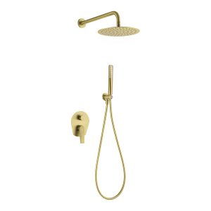 Kit Doccia con Deviatore Meccanico Serie Delos Oro Spazzolato PVD