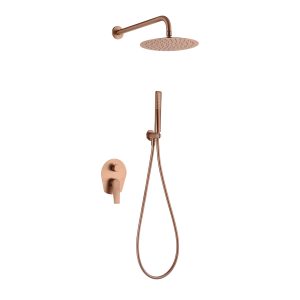 Kit Doccia con Deviatore Meccanico Serie Delos Oro Rosa Spazzolato PVD