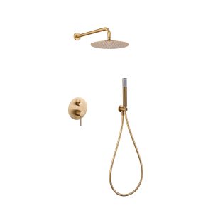 Kit Doccia con Deviatore Meccanico Serie Monza Oro Spazzolato PVD