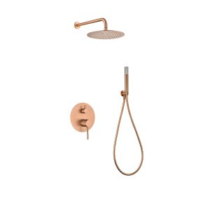 Kit Doccia con Deviatore Meccanico Serie Monza Oro Rosa Spazzolato PVD
