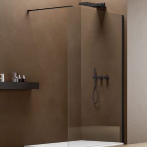 Thor Walk In - Cristallo Trasparente Profilo Nero Spazzolato